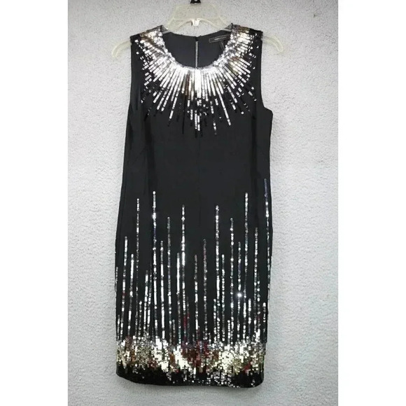 BCBG Maxazria Sequined Silver,Black,Gold-Size XS-Cocktail/Party Dress - Picture 1 of 8